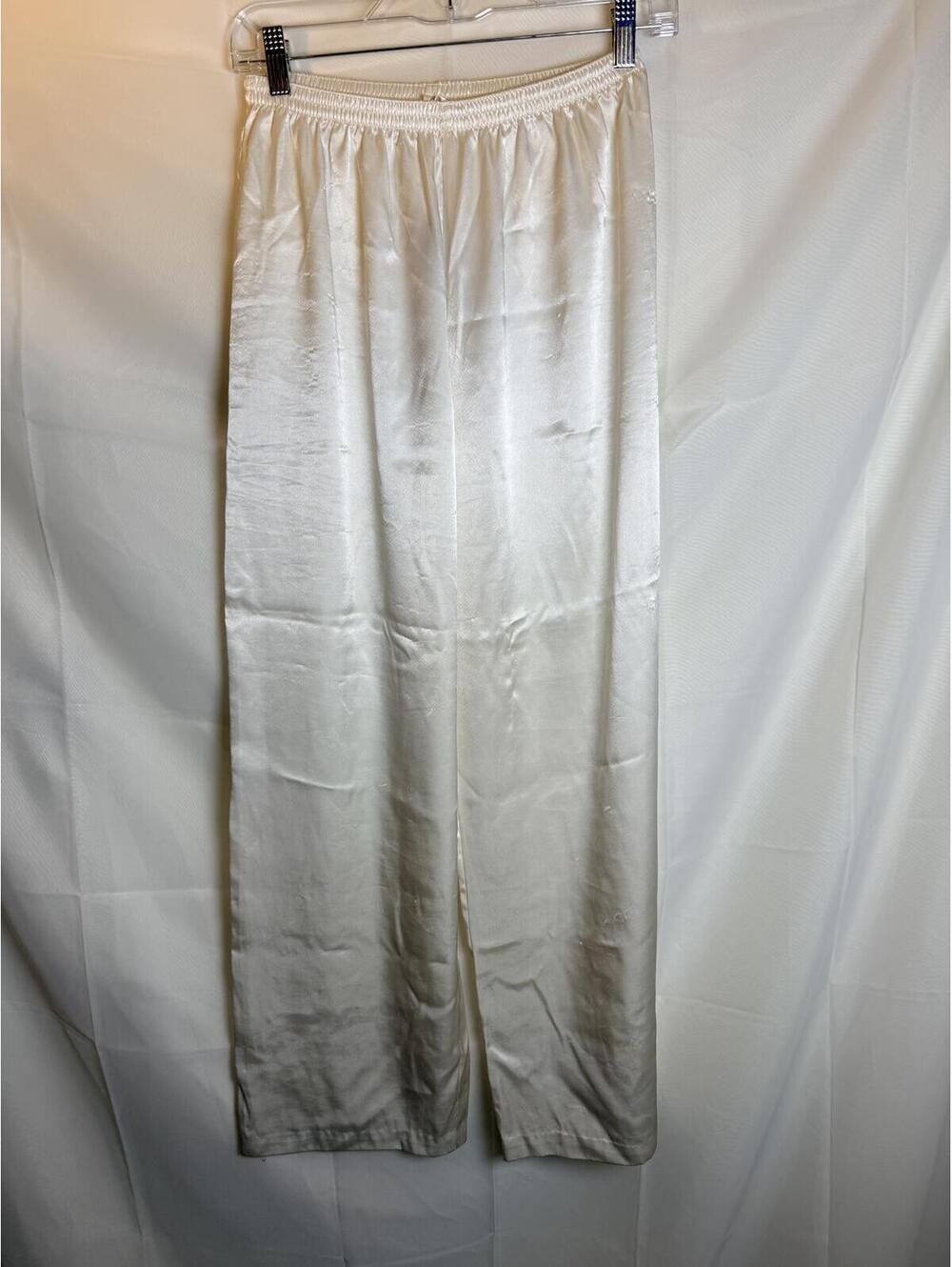 Vintage Natori Ivory Silk Charmeuse Lounge Pants Small